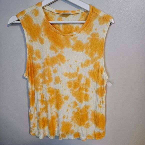 Abound Tank Top Tie Dye Orange Cream Casual Summer Ribbed Trendy Neutral - Picture 1 of 7